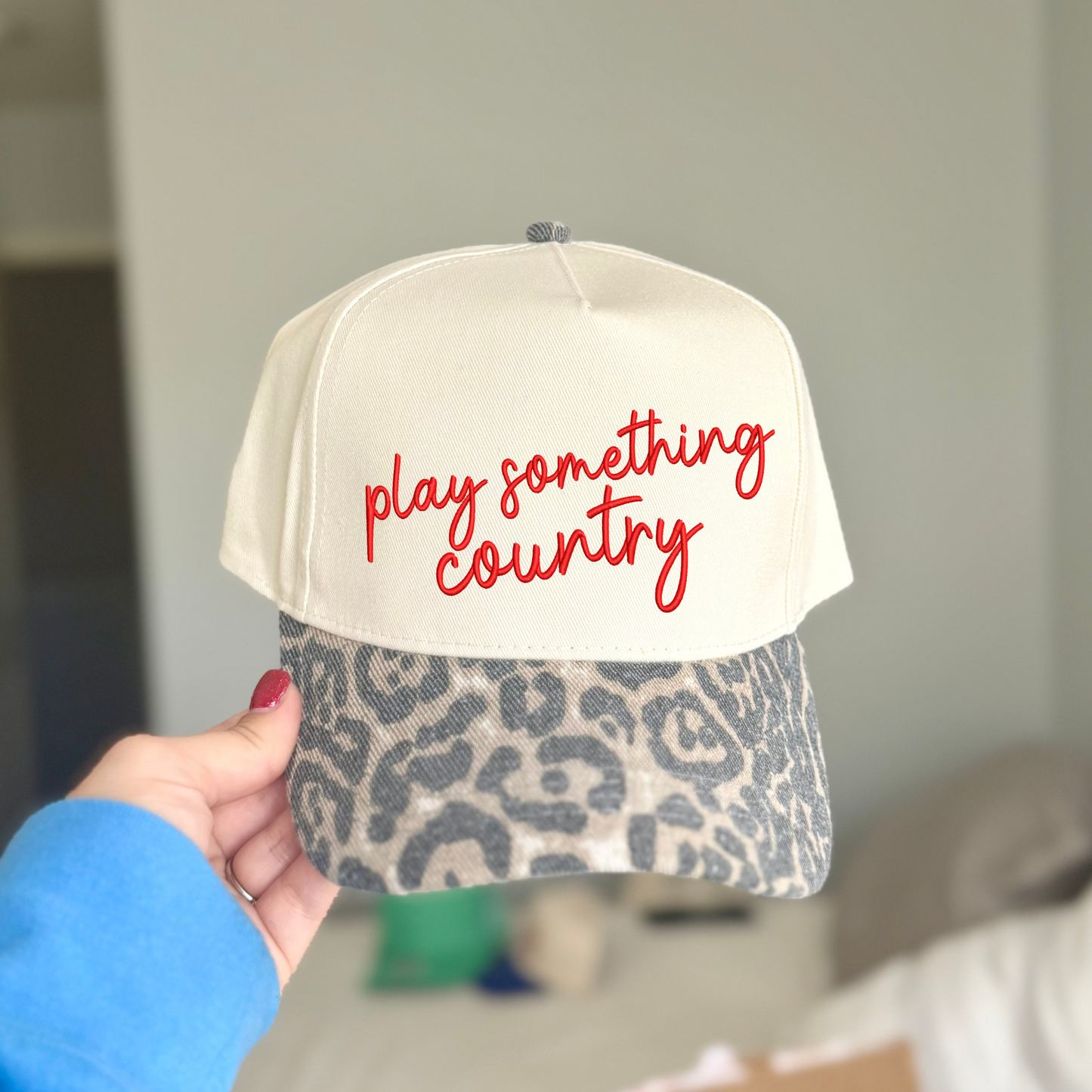 Play Something Country Dark Leopard Embroidered Canvas Hat
