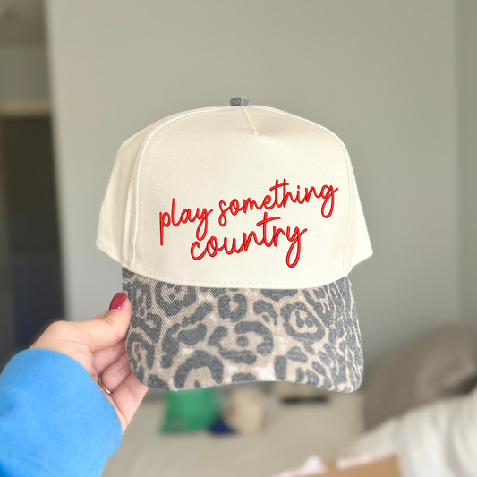 Play Something Country Dark Leopard Embroidered Canvas Hat