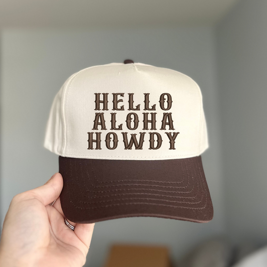 Hello Aloha Howdy Embroidered Hat