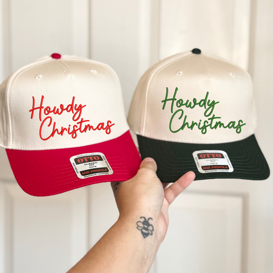 Howdy Christmas Two Tone Embroidered Hat
