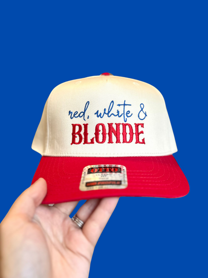 Red White & Blonde Embroidered Hat