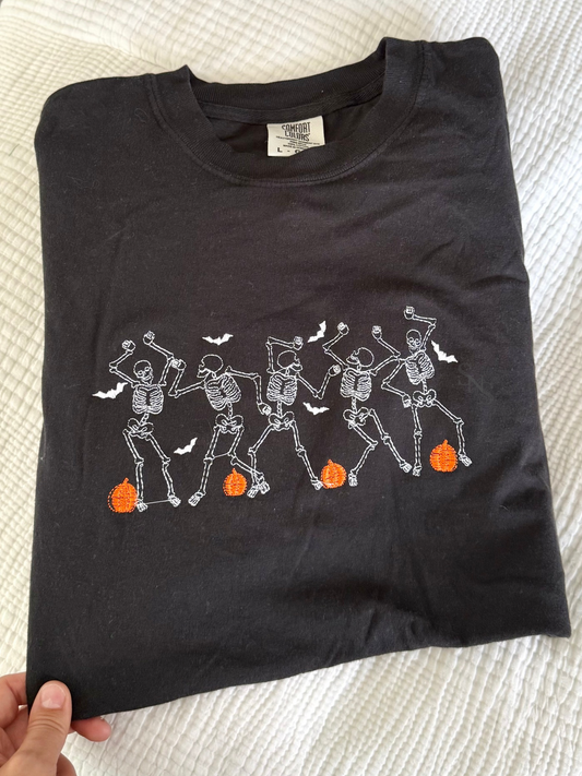 Dancing Skeletons Embroidered Shirt