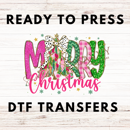 Pink Merry Christmas UV DTF & DTF