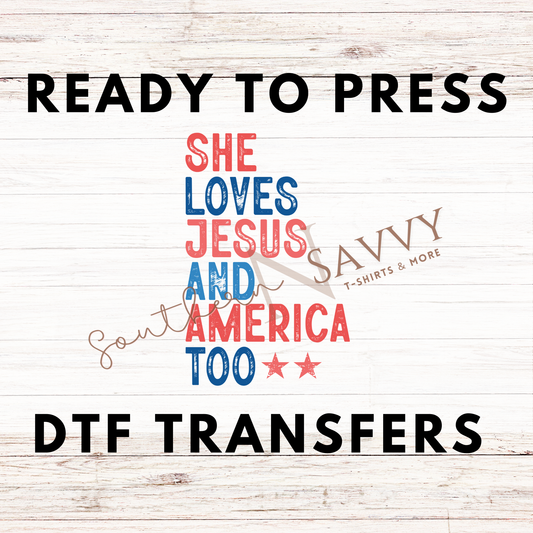 Loves Jesus and America 4th of July UV DTF & DTF