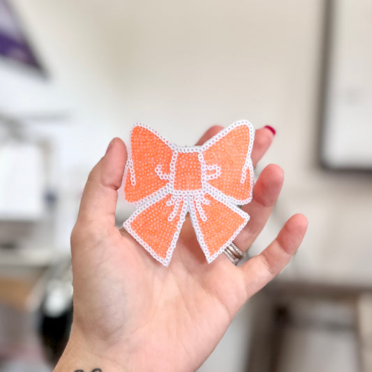 Orange Bow Sequins Patch