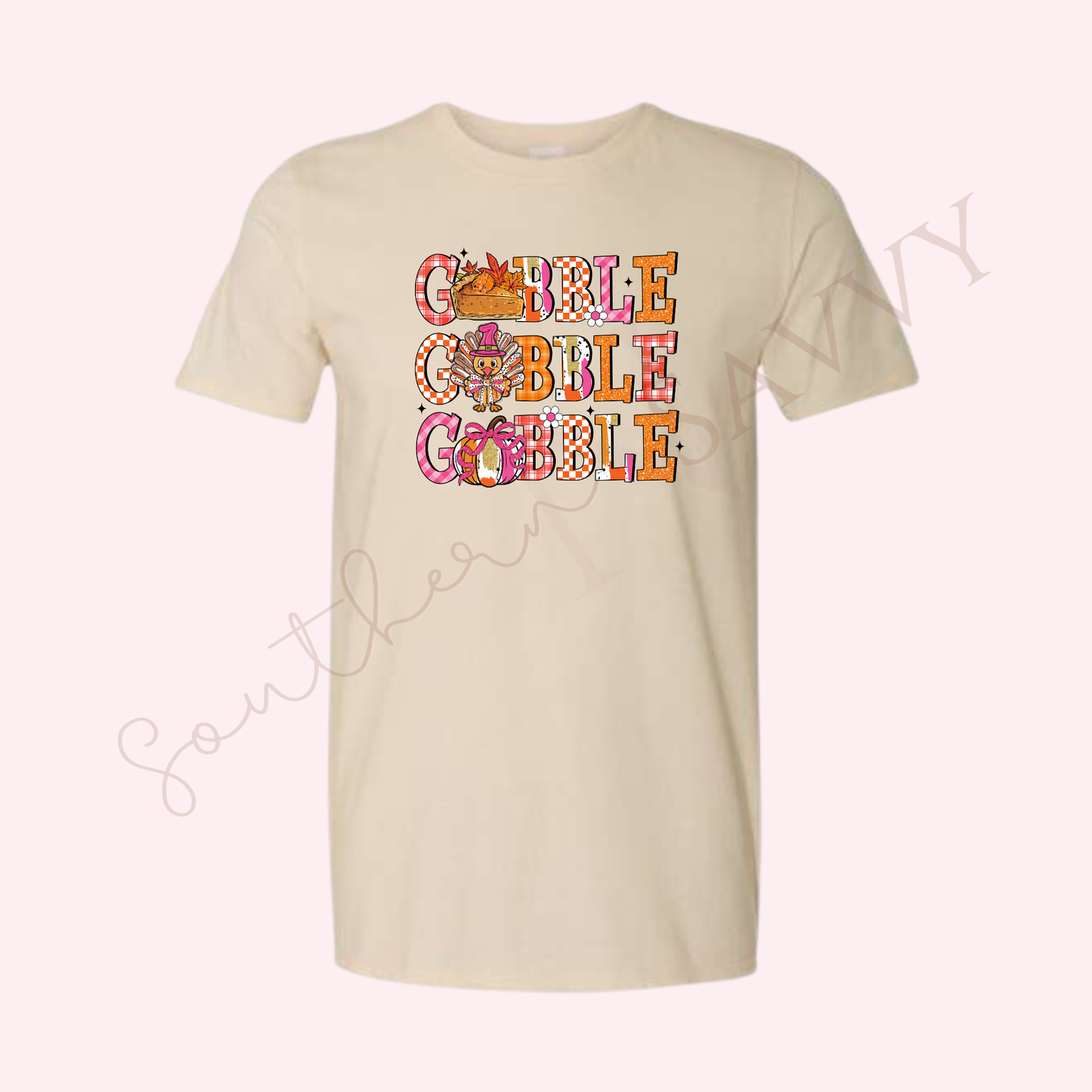 GOBBLE GOBBLE GOBBLE  | Sand Color Thanksgiving T-Shirt