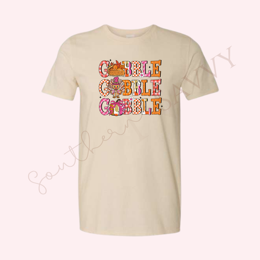 GOBBLE GOBBLE GOBBLE  | Sand Color Thanksgiving T-Shirt