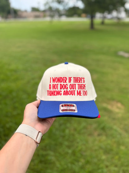 Hot Dog Thinking About Me Embroidered Hat