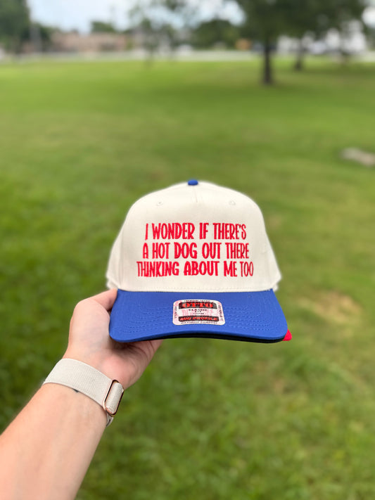 Hot Dog Thinking About Me Embroidered Hat