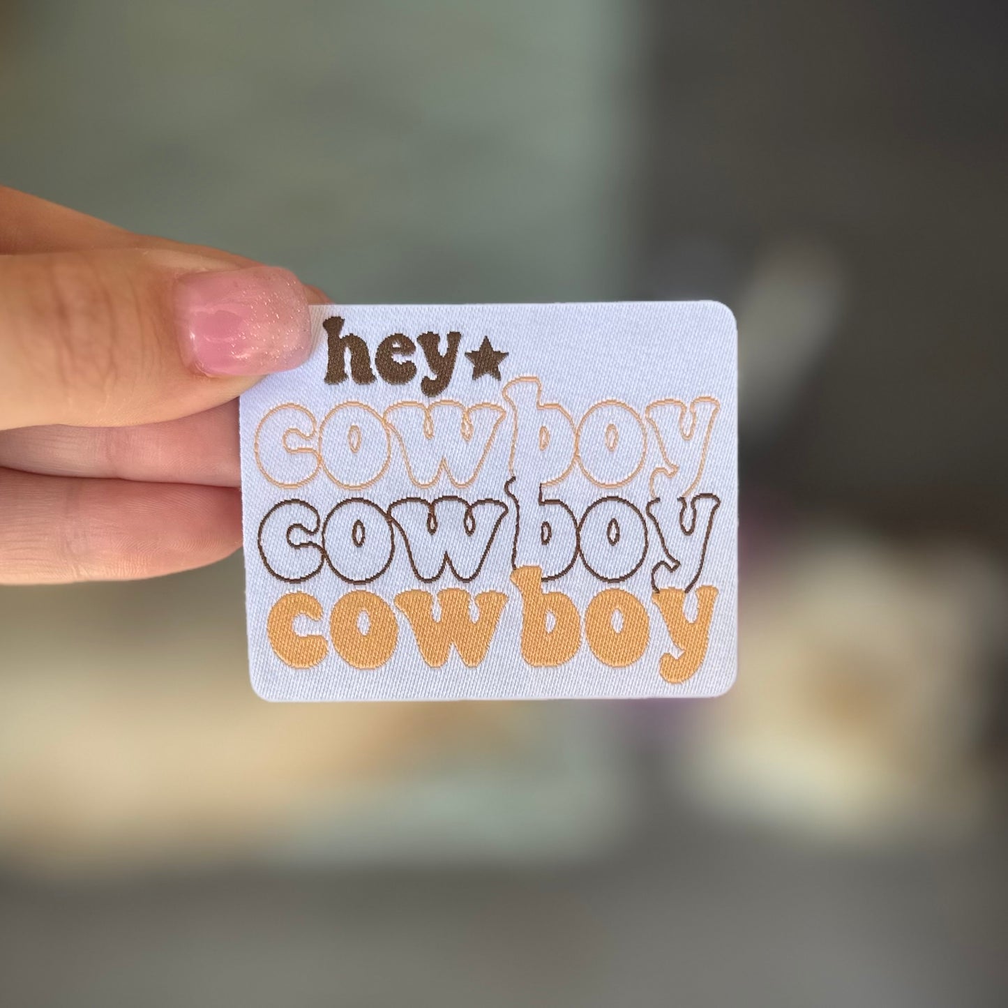 Hey Cowboy Woven Patch