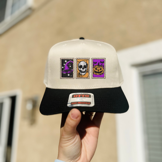 Purple Spooky Halloween Stamps Embroidered Hat