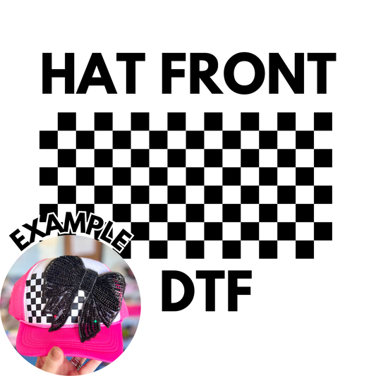 Black Checkered Hat Front DTF