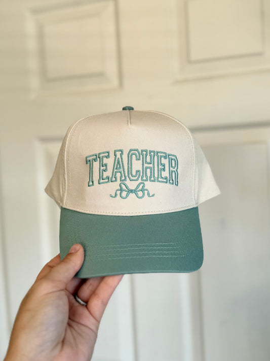 Teacher with Bow Embroidered Hat