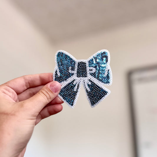 Blue Bow Sequins Patch