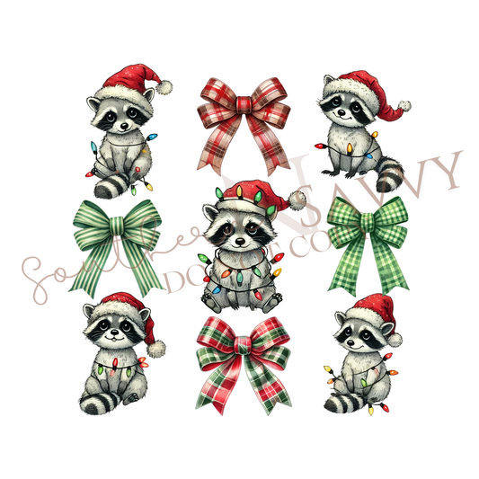 Racoon w/ Christmas Bow DTF
