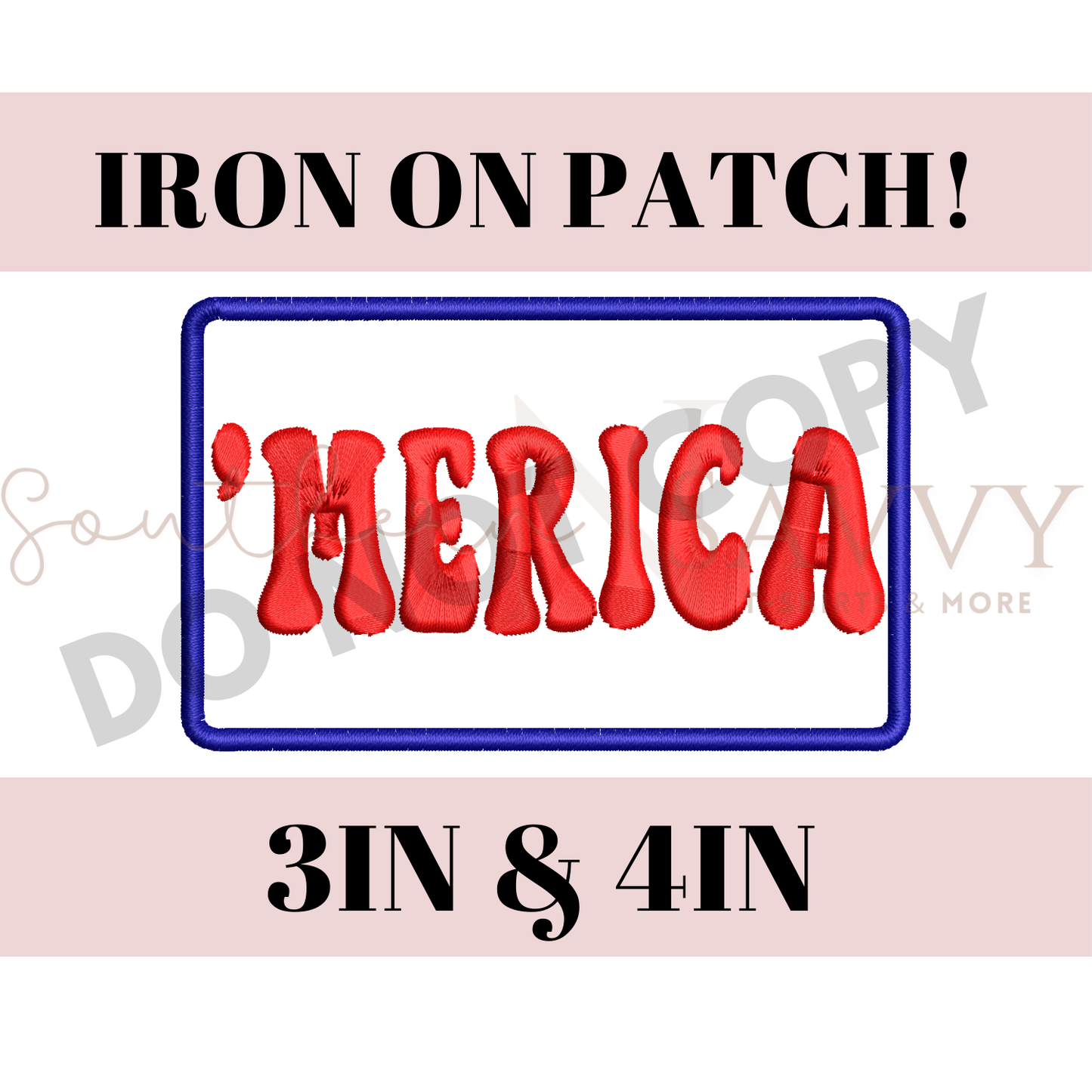 Merica 4th of July Independence Day 4in Iron On Patch Trucker Hat Patch