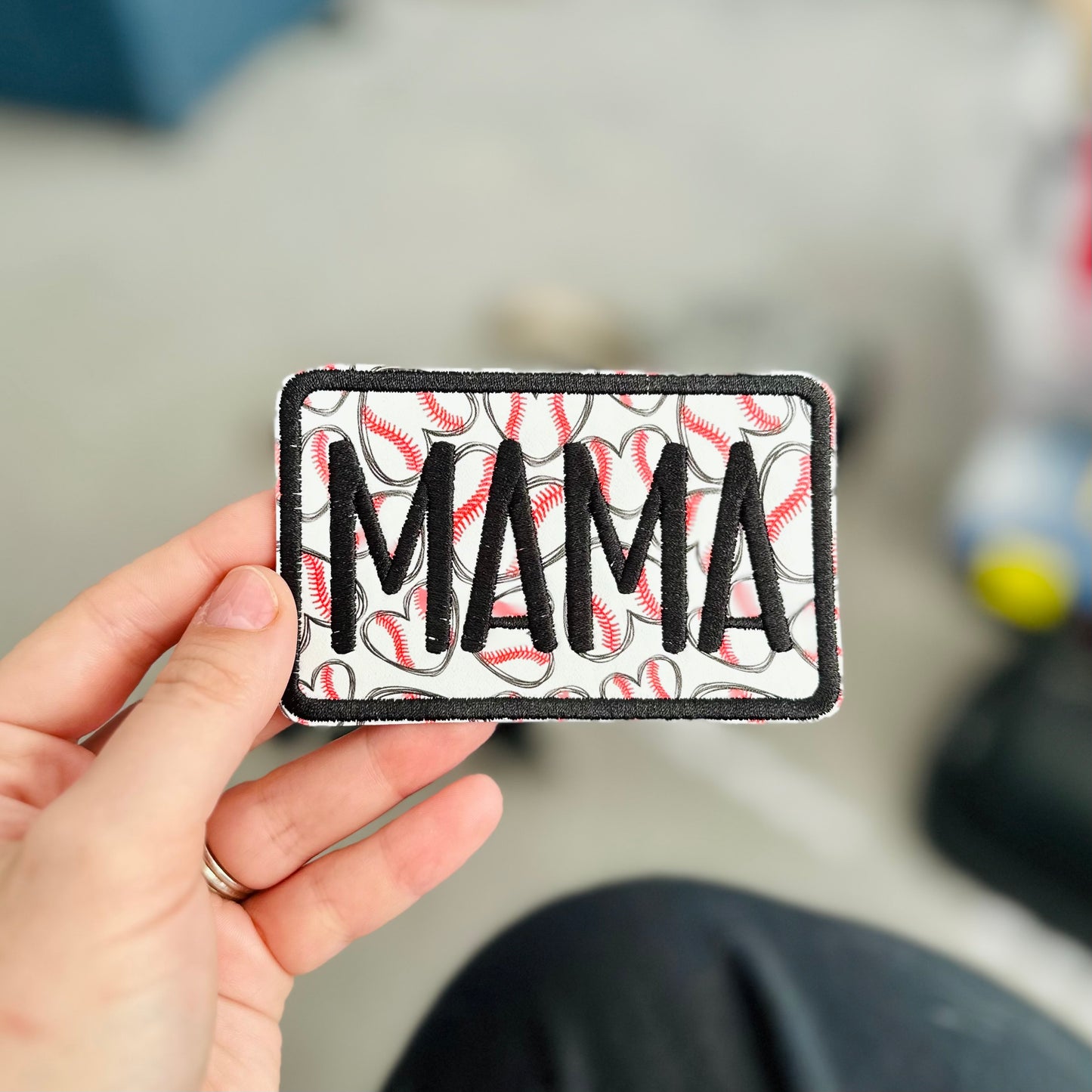 Baseball Mama Jumbo 4in iron on Patch