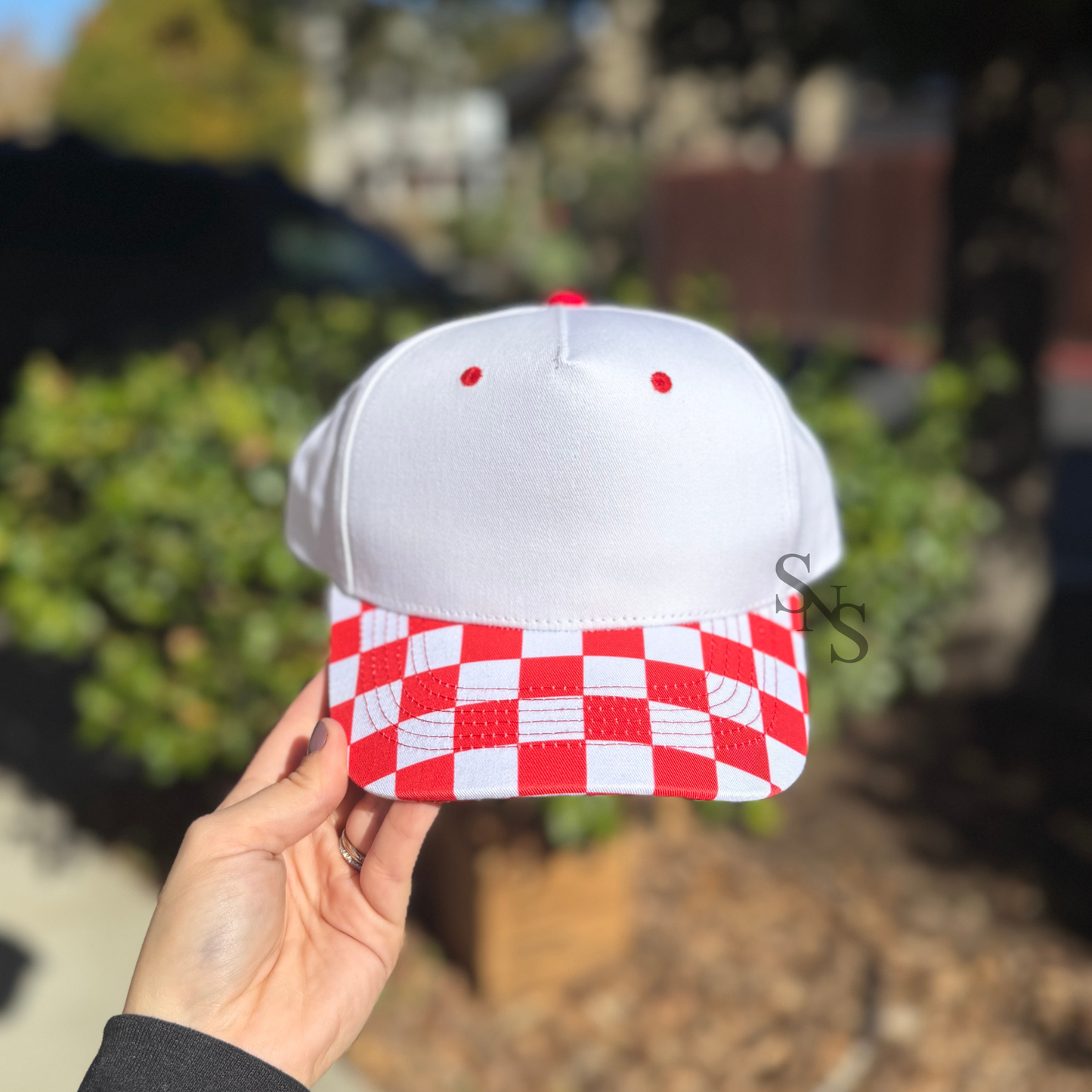 BLANK White/Red Checkered Hat