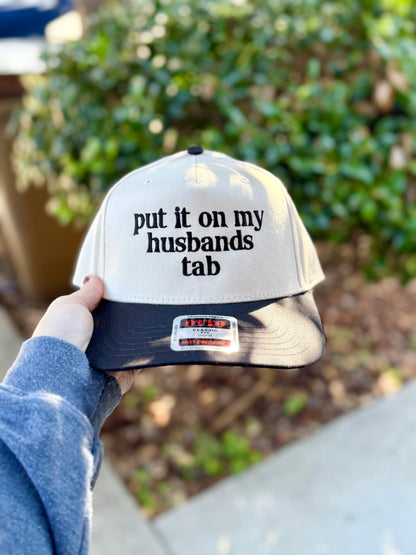 lowercase Put it on My Husband's Tab Embroidered Hat