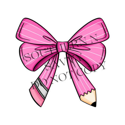 Pink Pencil Bow DTF
