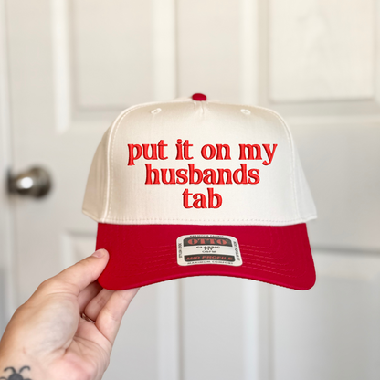 lowercase Put it on My Husband's Tab Embroidered Hat