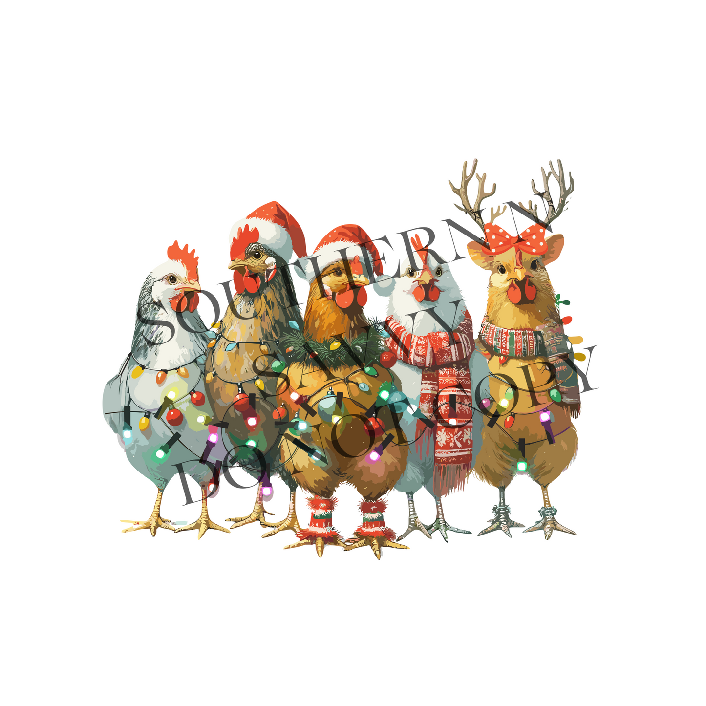 Christmas Chickens UV DTF & DTF