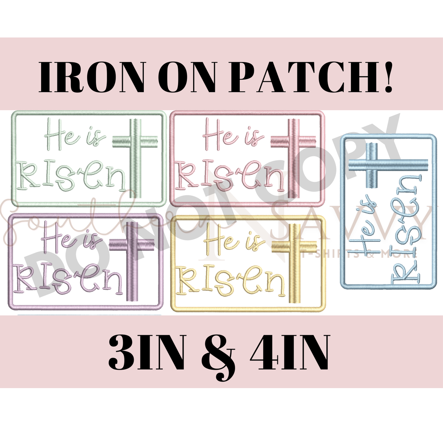 He Is Risen Easter 4in Iron On Patch Trucker Hat Patch