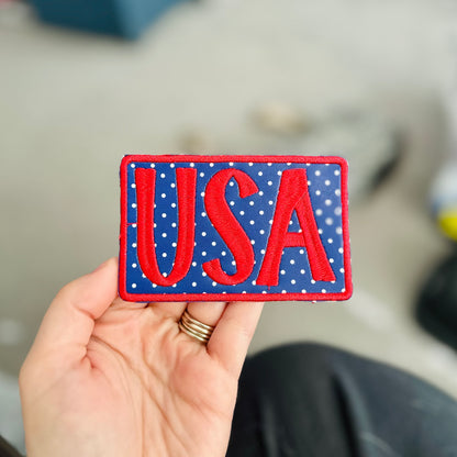 USA Dots 4th of July Patriotic Jumbo 4in iron on Patch