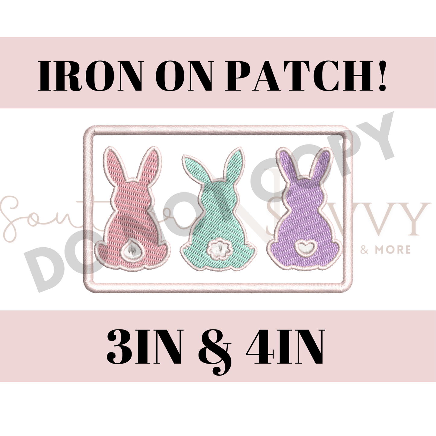 Bunny Bums Easter 4in Iron On Patch Trucker Hat Patch