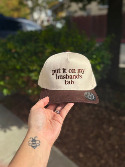 lowercase Put it on My Husband's Tab Embroidered Hat