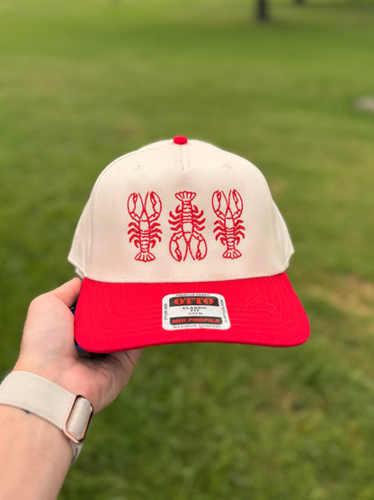 Lobster Trio Embroidered Hat