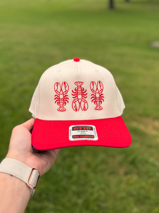 Lobster Trio Embroidered Hat