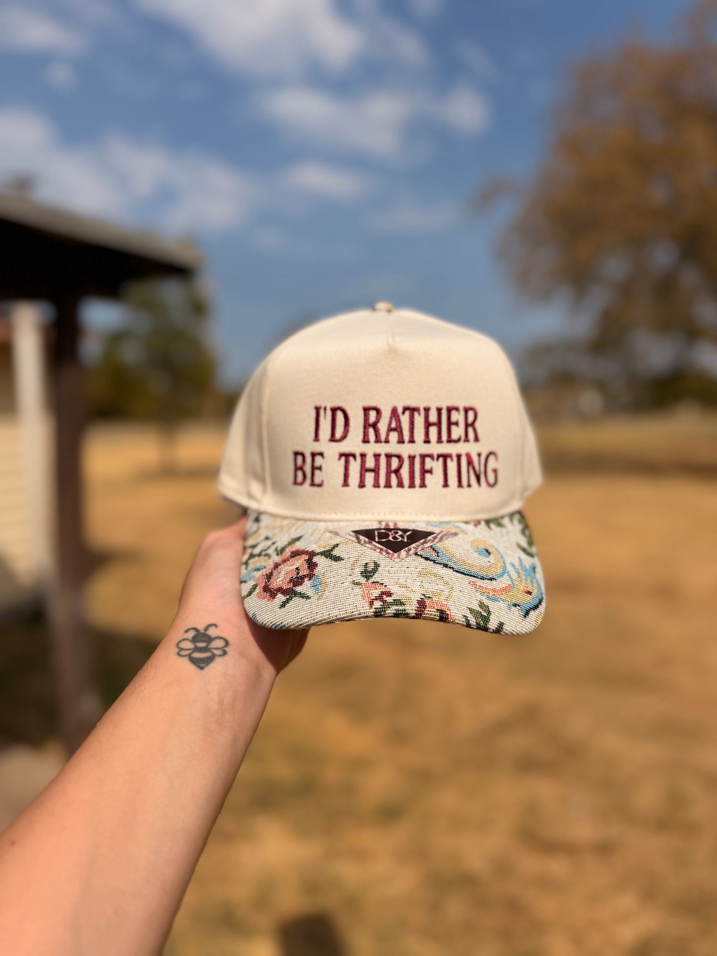 ID RATHER BE THRIFTING• FLORAL Embroidered Hat