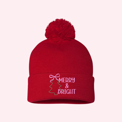MERRY & BRIGHT POM  | BEANIE