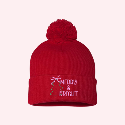 MERRY & BRIGHT POM  | BEANIE