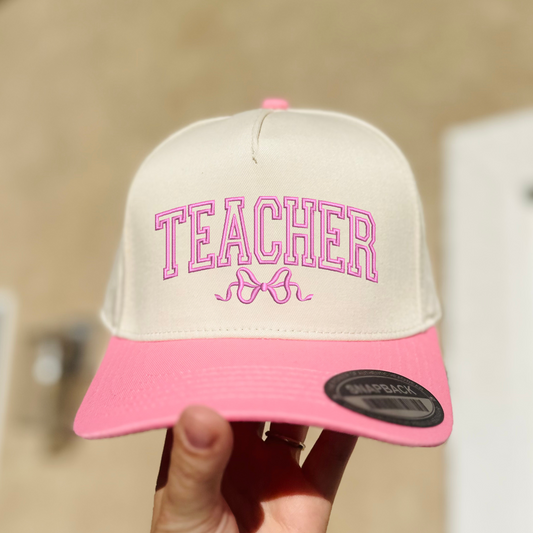 Teacher with Bow Embroidered Hat