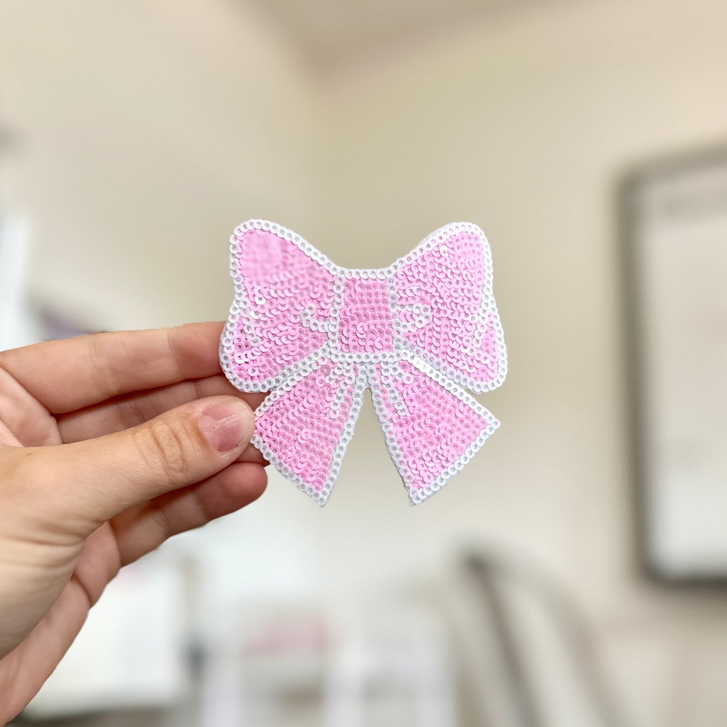 Pink Bow Sequins Patch