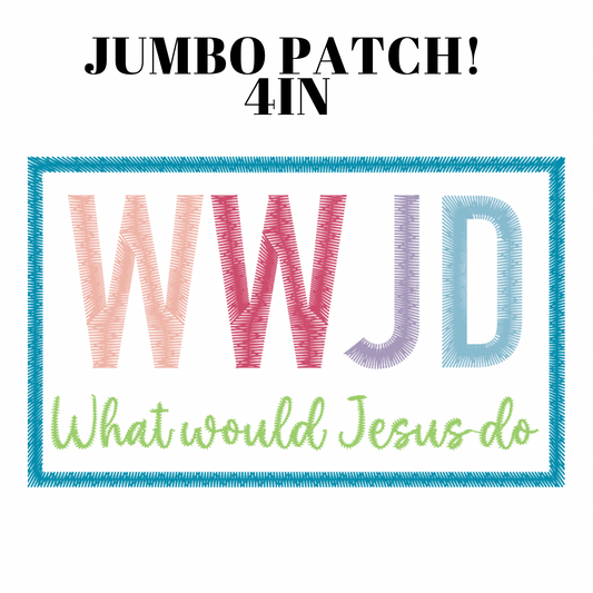 WWJD Jumbo Iron on Patch