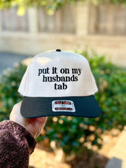 lowercase Put it on My Husband's Tab Embroidered Hat