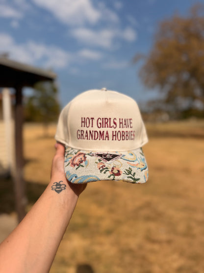 HOT GIRLS HAVE GRANDMA HOBBIES • FLORAL Embroidered Hat
