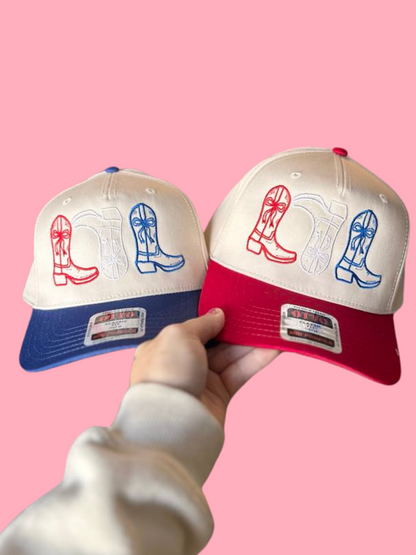 Red White Blue BOOTS Embroidered Hat