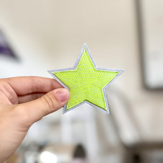 Neon Yellow Sequins Star Patch