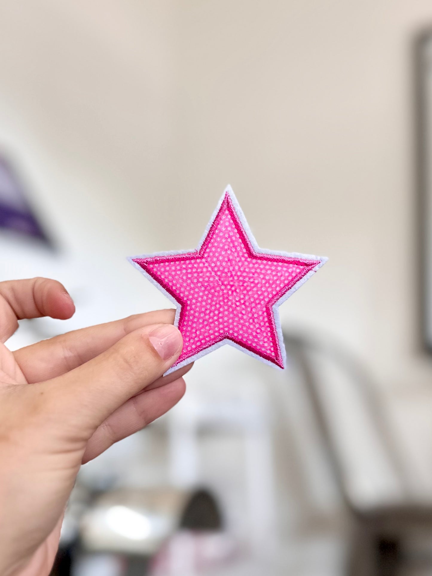 Neon Pink Sequins Star Patch