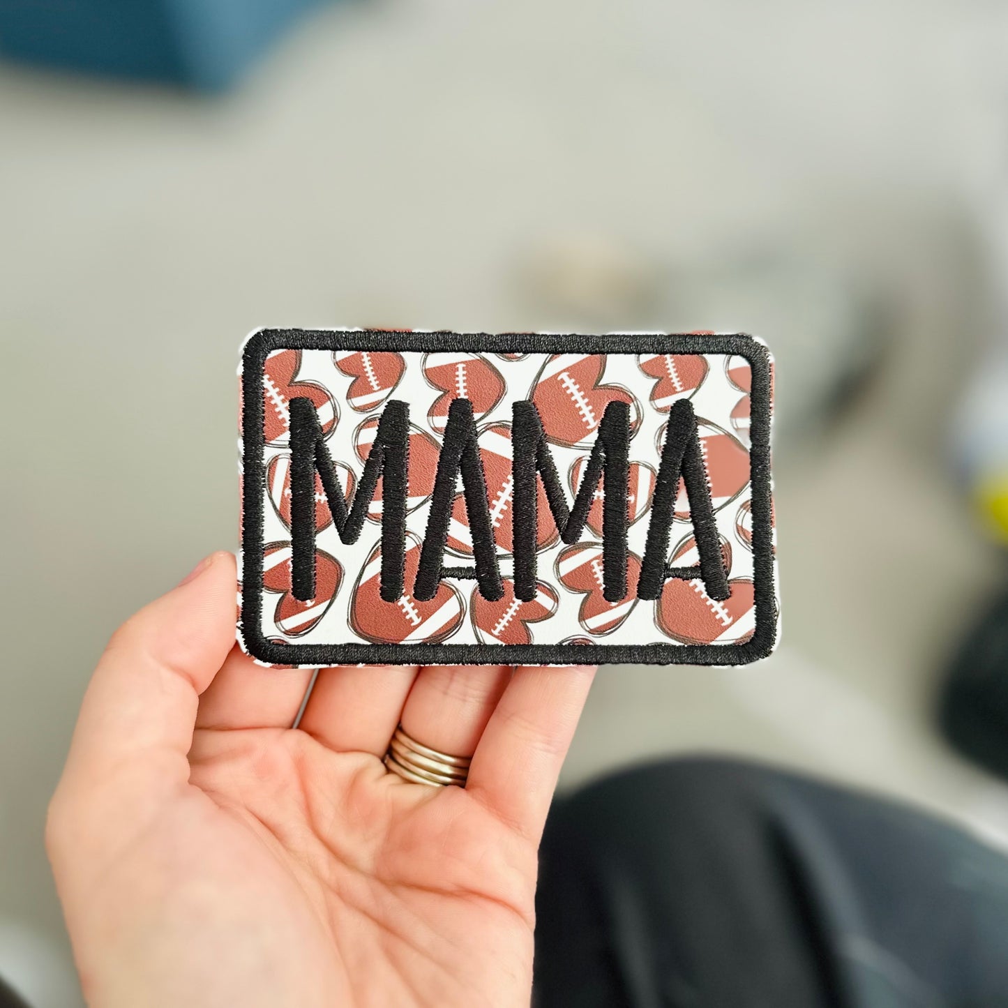 Football Mama Jumbo 4in iron on Patch