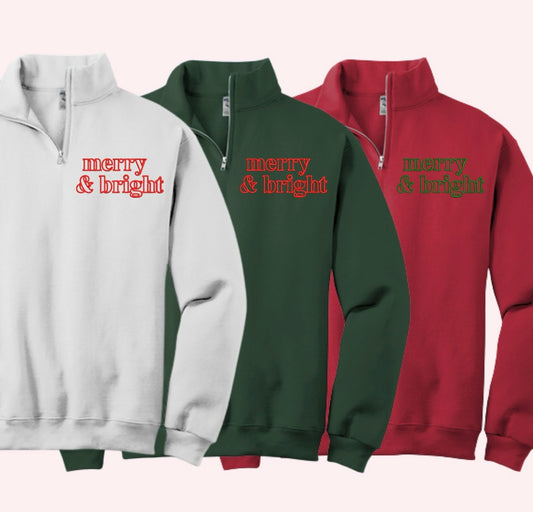 Merry & Bright  | Embroider Quarter ZIP