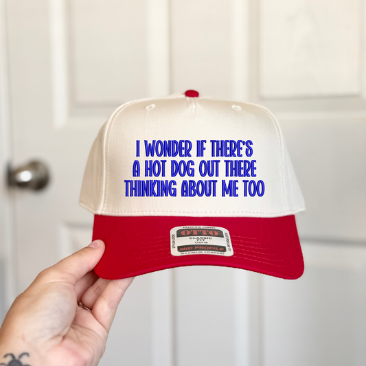 Hot Dog Thinking About Me Embroidered Hat