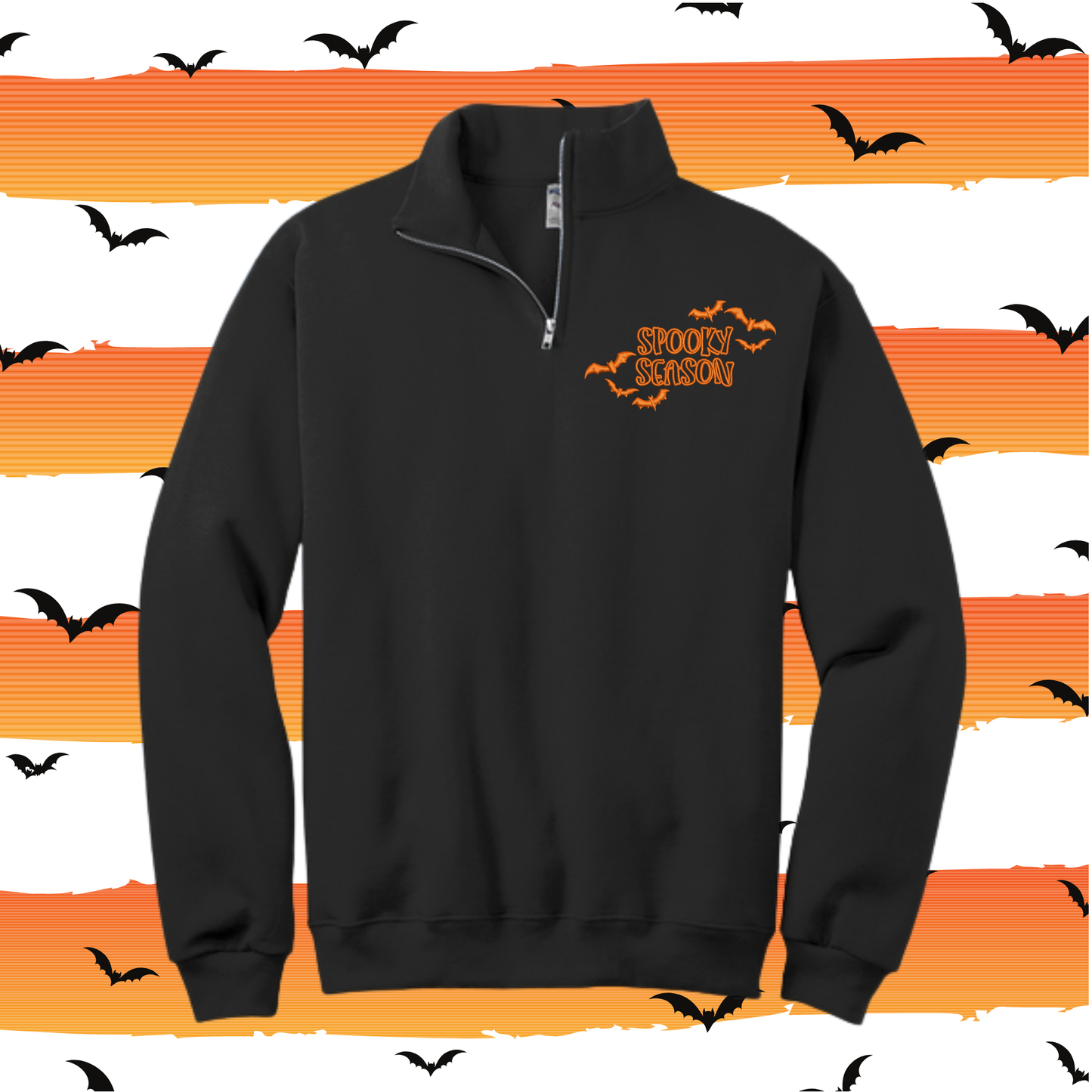 SPOOKY SEASON with bats | Embroider Quarter ZIP