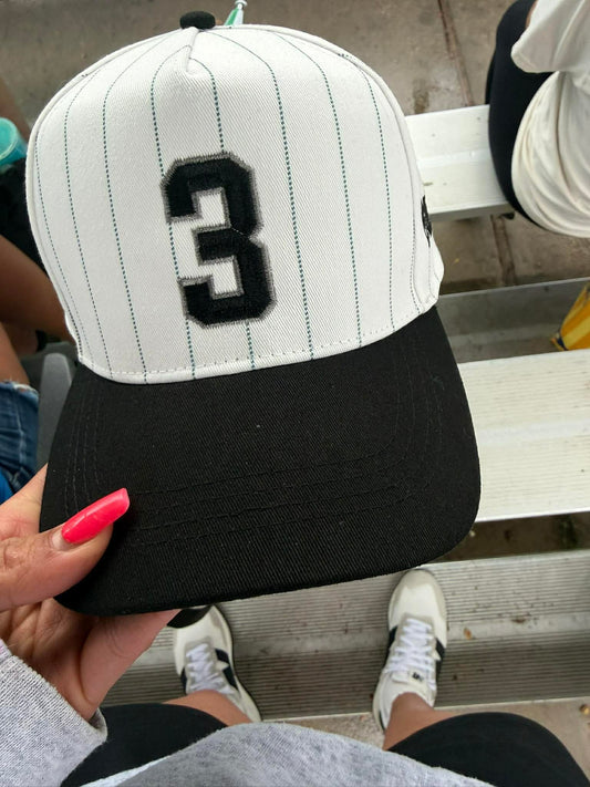CUSTOM Number Embroidered PINSTRIPE Hat