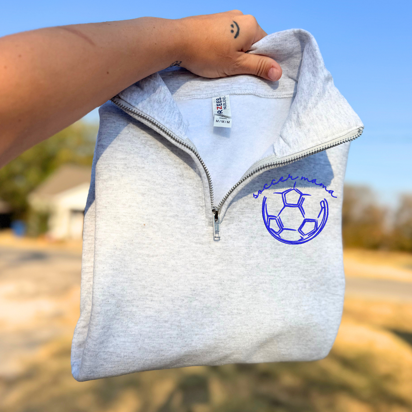 SOCCER MAMA | Embroider Quarter ZIP