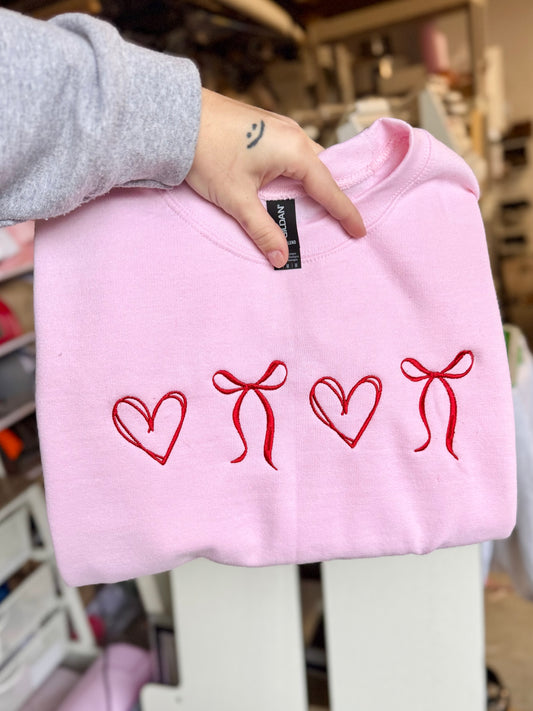 Heart & Bows  | Embroidered Sweatshirt